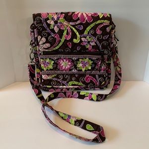 VERA BRADLEY LARGE CROSSBODY BAG HANDBAG MULTI-COLOR strap drop 25” Pos1002